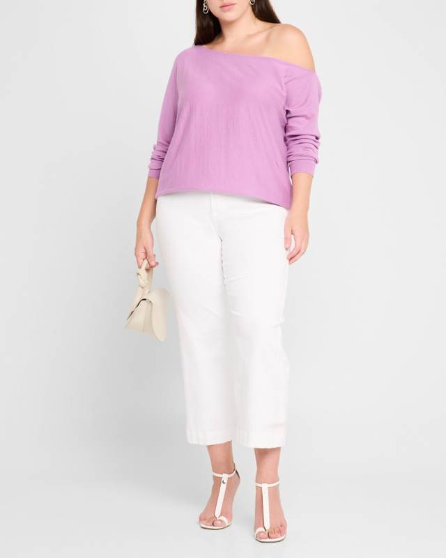 Plus Size Off-Shoulder Cotton-Cashmere Sweater